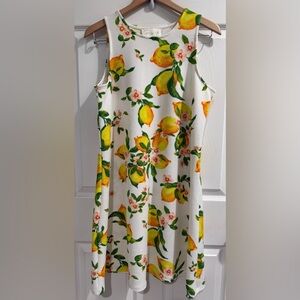 Pappagallo White Dress with Lemon and Oleander Print vacation cruise tropical